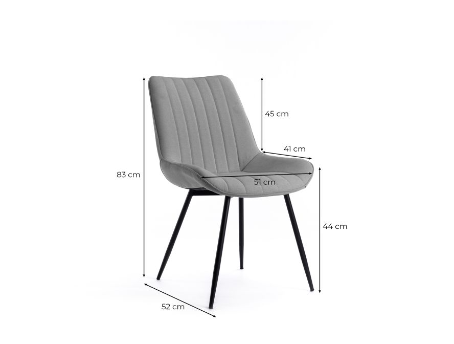 Lot de 2 chaises ORLANDO à rayures en tissu avec pieds en métal noir - Beige