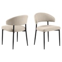 Lot 2 Chaises EDINA Mét. Noir mat & Tissu Basel Gris foncé