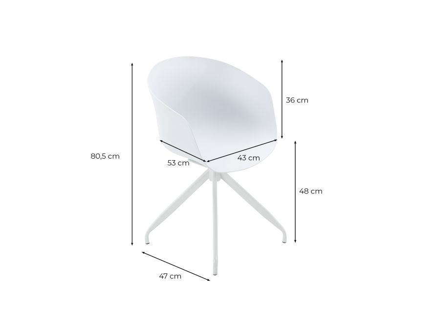 Chaise pivotante OWEN en polypropylène - Blan