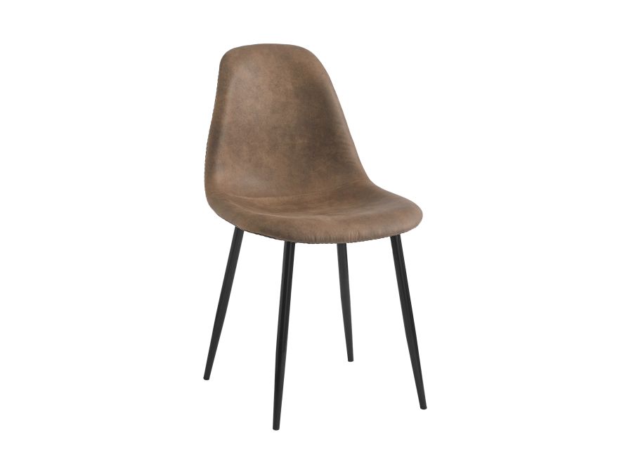 Lot de 4 chaises KEY vintage en tissu - Marron - Pieds Noir