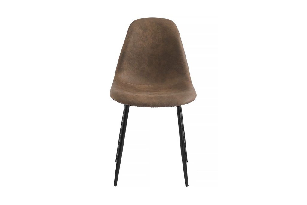 Lot de 4 chaises KEY vintage en tissu - Marron - Pieds Noir