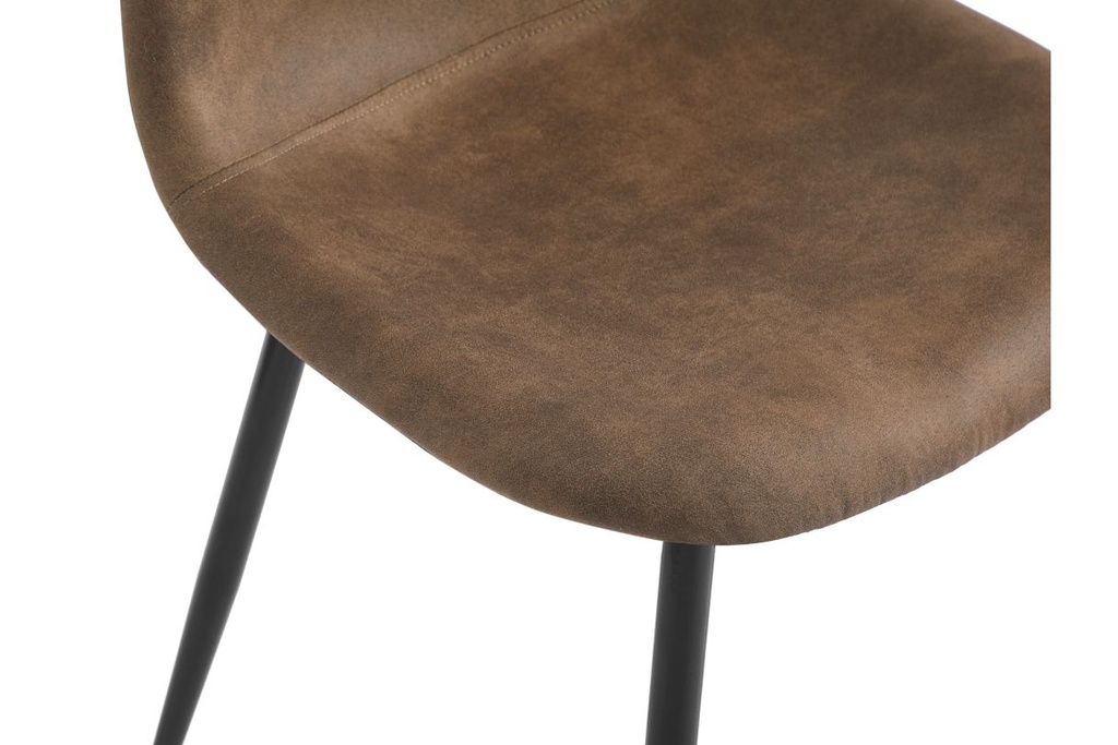 Lot de 4 chaises KEY vintage en tissu - Marron - Pieds Noir