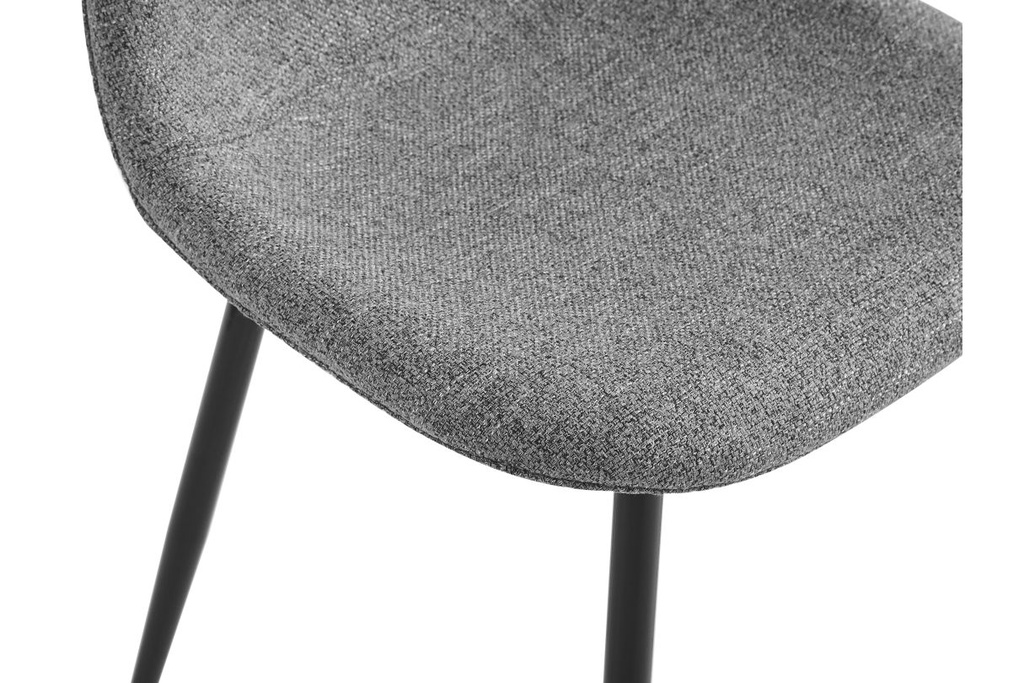 Lot de 4 chaises KEY  scandinave en tissu Gris Pieds : Noir