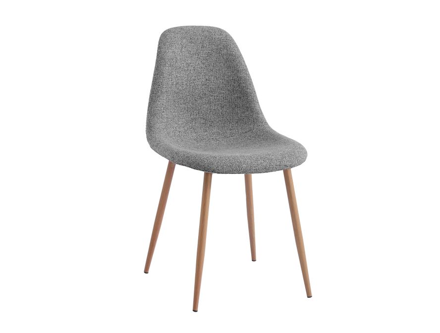 Lot de 4 chaises KEY  scandinave en tissu - Gris - Pieds Bois