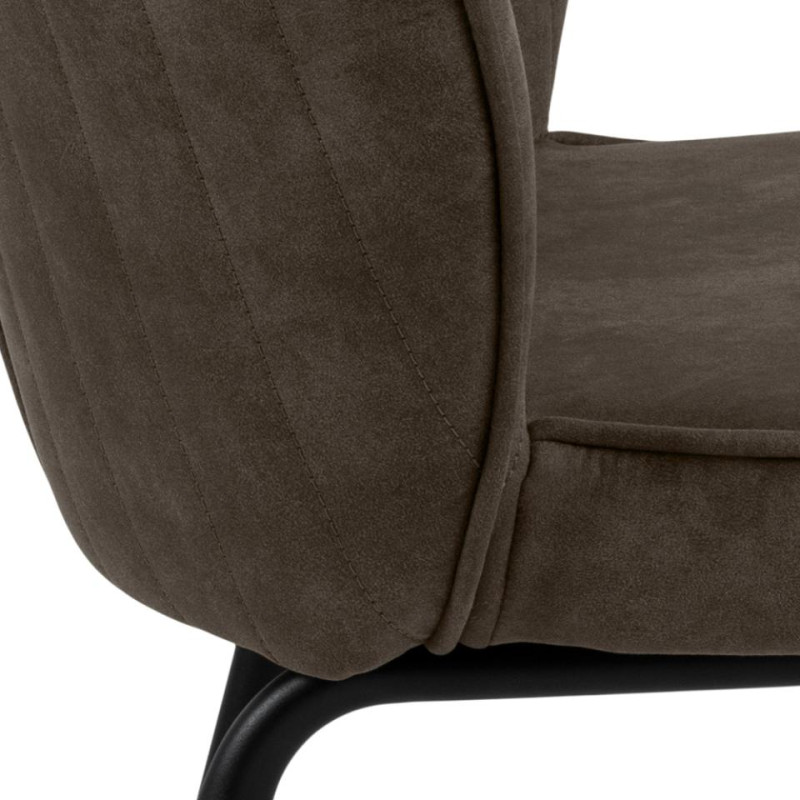 Lot 2 Chaises PATRICIA Mét.noir mat & Tissu Preston Anthracite