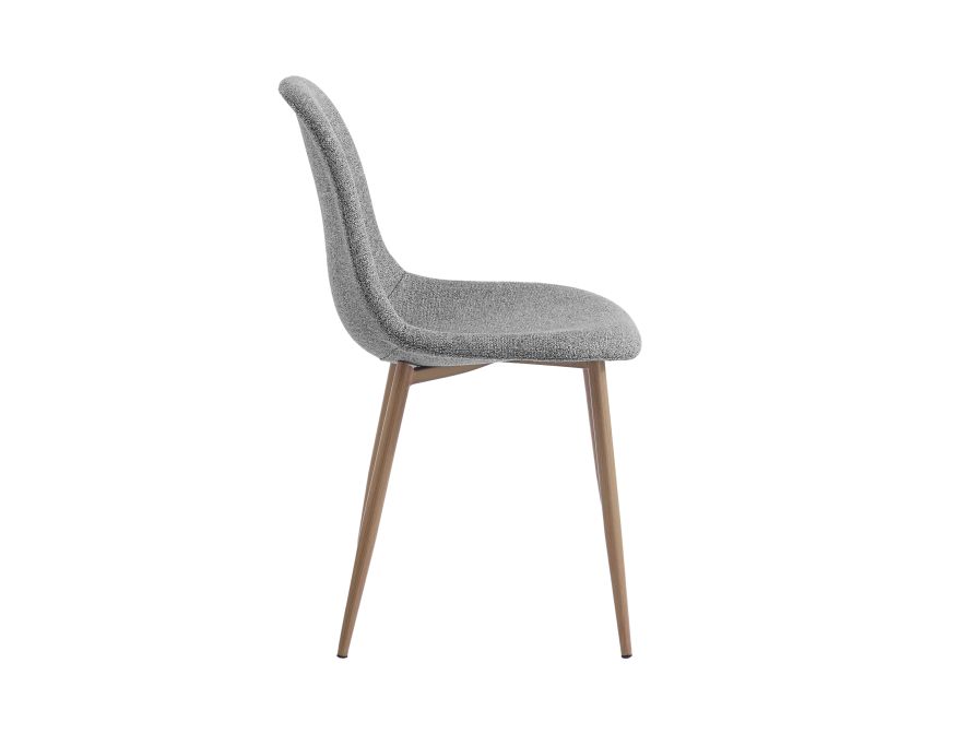 Lot de 4 chaises KEY  scandinave en tissu - Gris - Pieds Bois