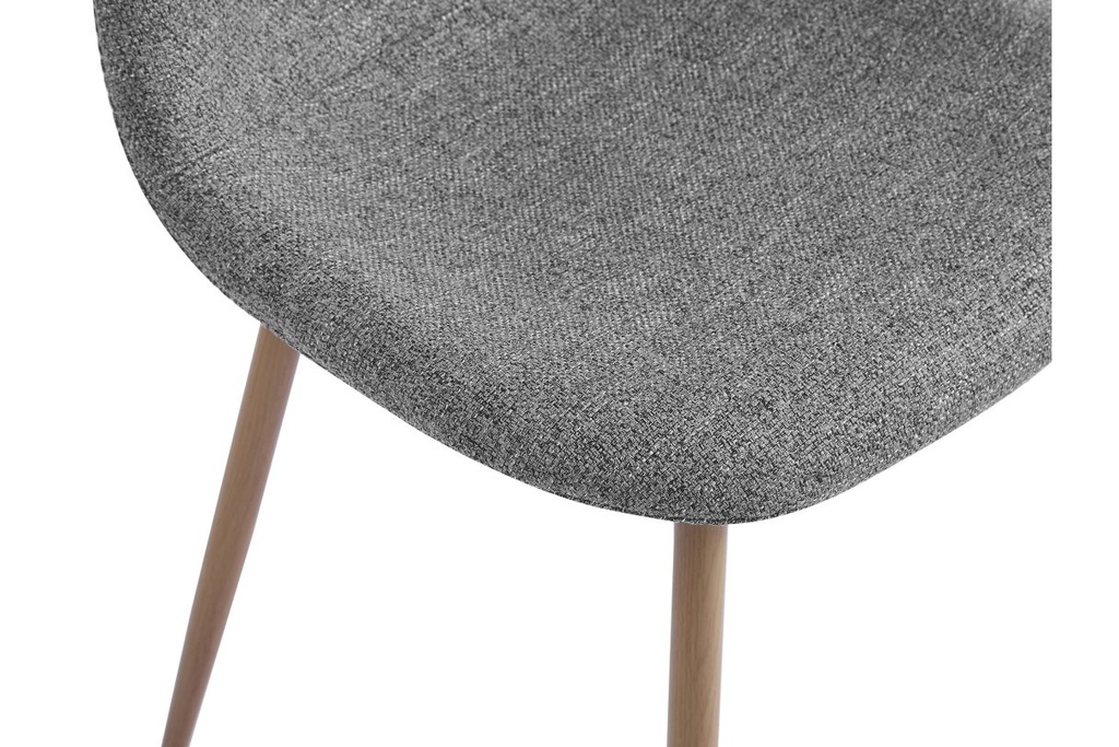 Lot de 4 chaises KEY  scandinave en tissu - Gris - Pieds Bois