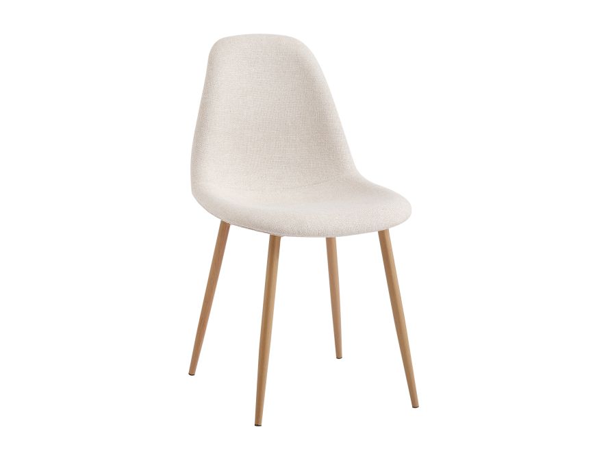 Lot de 4 chaises KEY scandinave en tissu - Beige - Pieds Bois