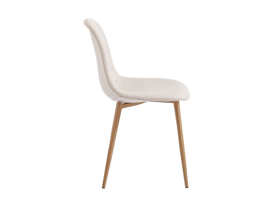Lot de 4 chaises KEY scandinave en tissu - Beige - Pieds Bois