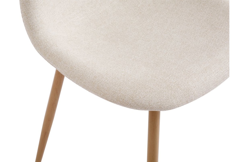 Lot de 4 chaises KEY scandinave en tissu - Beige - Pieds Bois