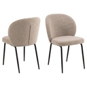 Lot 2 Chaises PATRICIA Métal noir mat & Tissu Monza Crème