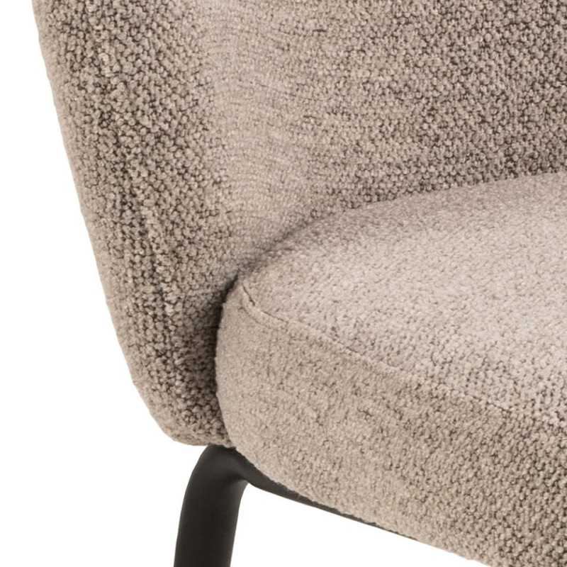 Lot 2 Chaises PATRICIA Métal noir mat & Tissu Monza Crème