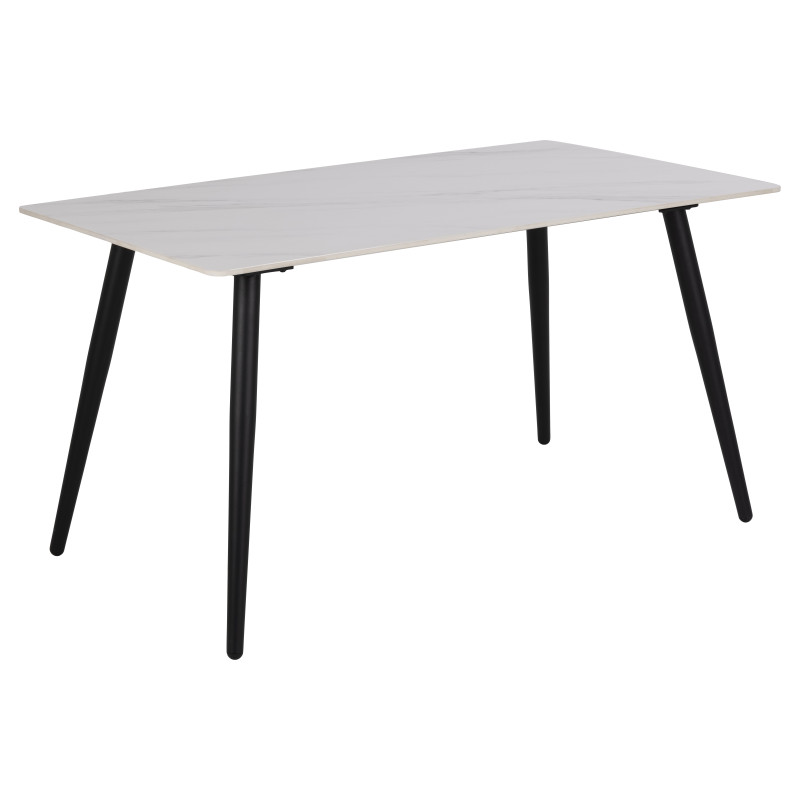 Table à manger WICKLOW  Mét. Noir & Céramique Blanc mat