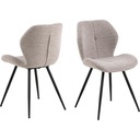 Lot 2 Chaises PETRI Mét. Noir mat & Tissu Monza beige