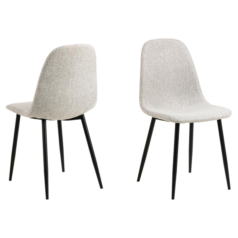 Lot 4 Chaises CELIA  Mét. Noir mat & Tissu Nesia gris clair
