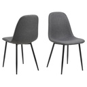Lot 4 Chaises CELIA Mét. Noir mat & Tissu Nesia gris foncé