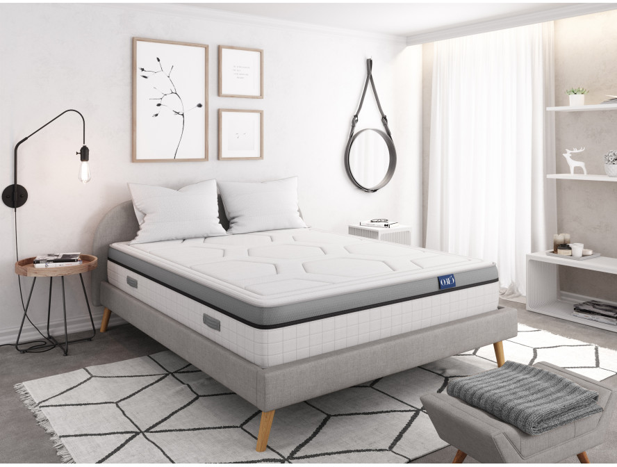 Matelas RING en mousse à mémoire de forme MemoryTex + ressorts ensachés - 29cm d'épaisseur - 180 x 200 cm