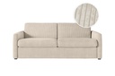 Canapé convertible ALYCE système couchage express 3 places en velours côtelé - Beige - 140 cm