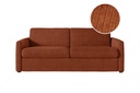 Canapé convertible ALYCE système couchage express 3 places en velours côtelé - Terracotta - 160 cm