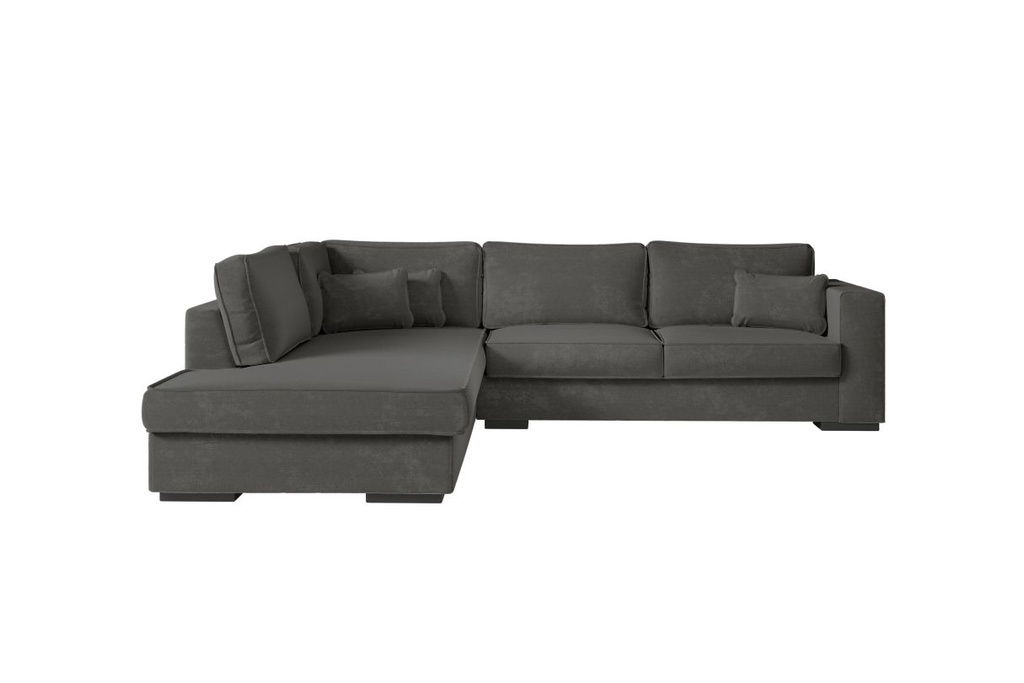 Canapé d'angle XXL BELAGIA  4 places en tissu - Gris foncé - Angle Gauche
