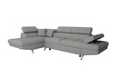 Canapé d'angle convertible RIO 5 places avec coffre de rangement en tissu - Gris clair - Angle Gauche