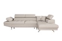 Canapé d'angle convertible RIO 5 places avec coffre de rangement en tissu - Beige - Angle Droit
