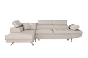 Canapé d'angle convertible RIO 5 places avec coffre de rangement en tissu - Beige - Angle Gauche