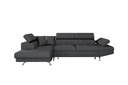 Canapé d'angle convertible RIO 5 places avec coffre de rangement en tissu - Gris foncé - Angle Gauche