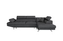 Canapé d'angle convertible RIO 5 places avec coffre de rangement en tissu - Gris foncé - Angle Droit