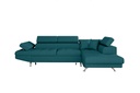 Canapé d'angle convertible 5 places avec coffre de rangement en tissu - Bleu canard - Angle Droit