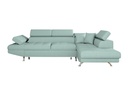 Canapé d'angle convertible RIO 5 places avec coffre de rangement en tissu - Bleu clair - Angle Droit