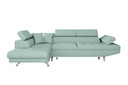 Canapé d'angle convertible RIO 5 places avec coffre de rangement en tissu - Bleu clair - Angle Gauche