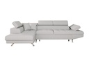 Canapé d'angle convertible RIO 5 places avec coffre de rangement en tissu - Gris perle - Angle Gauche