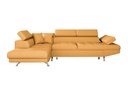 Canapé d'angle convertible RIO 5 places avec coffre de rangement en tissu - Jaune ocre - Angle Gauche