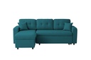 Canapé d'angle convertible réversible MARIVO en tissu - Bleu pétrole