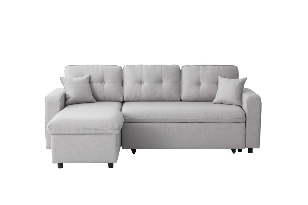 Canapé d'angle convertible réversible MARIVO  en tissu - Gris clair