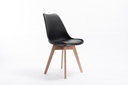 Lot de 2 chaises scandinaves TOMY en polypropylène coussin simili pieds en bois - Noir