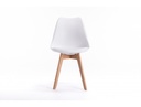 Lot de 2 chaises scandinaves TOMY en polypropylène coussin simili pieds en bois - Blanc