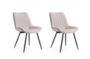 Lot de 2 chaises ORLANDO à rayures en tissu avec pieds en métal noir - Beige