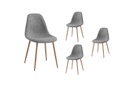 Lot de 4 chaises KEY  scandinave en tissu - Gris - Pieds Bois