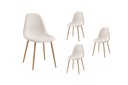 Lot de 4 chaises KEY scandinave en tissu - Beige - Pieds Bois