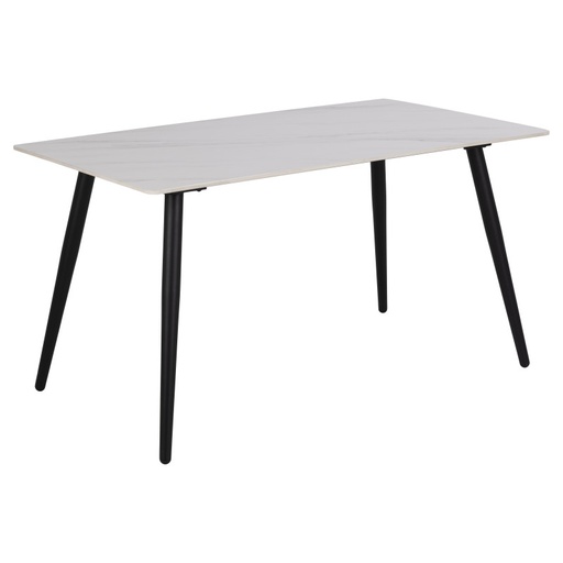 [H000021860] Table à manger WICKLOW  Mét. Noir & Céramique Blanc mat