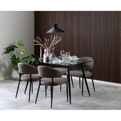 [0000100438] Lot 2 Chaises EDINA  Mét. Noir mat & Basel Gris-brun clair