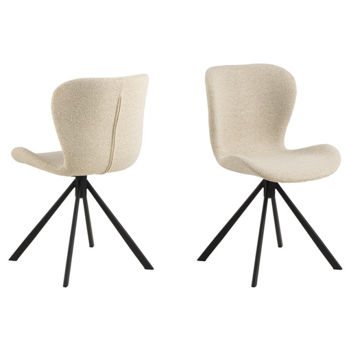 [0000103478] Lot 2 chaises BATILDA Mét. Noir mat & Tissu Monza crème