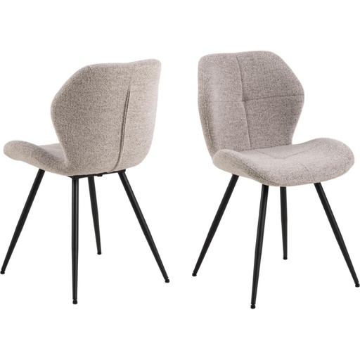 [0000098905] Lot 2 Chaises PETRI Mét. Noir mat & Tissu Monza beige