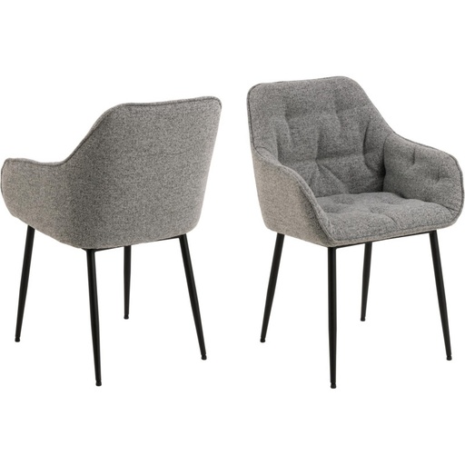 [0000098277] Lot 2 Fauteuils BROOKE  Mét. Noir mat & Tissu Monza gris