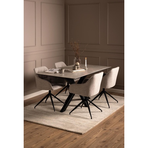 [0000102544] Fauteuil BROOKE Mét. Noir mat & Tissu Monza beige