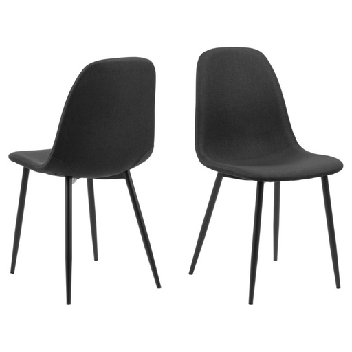 [0000102086] Lot 4 Chaises CELIA Mét. Noir mat & Tissu Nesia noir