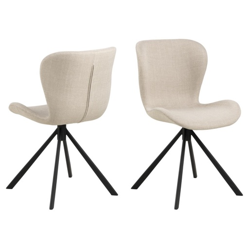 [0000100721] Lot 2 chaises BATILDA  Mét. Noir mat & Tissu Basel beige