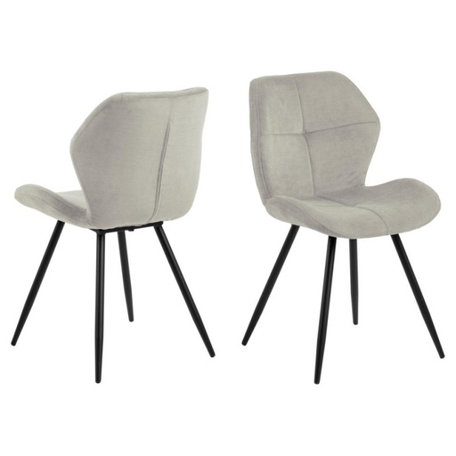 [0000095668] Lot 2 Chaises PETRI Métal rugueux noir mat & Tissu Holly sable